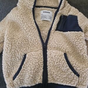 Sonoma Cream Sherpa Jacket with Navy Trim and Pocket